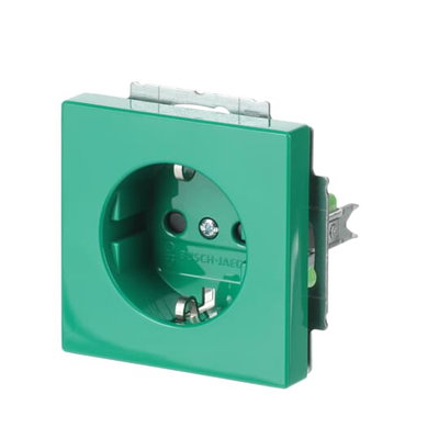 SCHUKO® Steckdosen-Einsatz mit Aufdruck SV Safety+ grün - Plattform 63