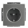 SCHUKO® Steckdosen-Einsatz Safety+ mit Schraubklemmen edelstahl - pur edelstahl
