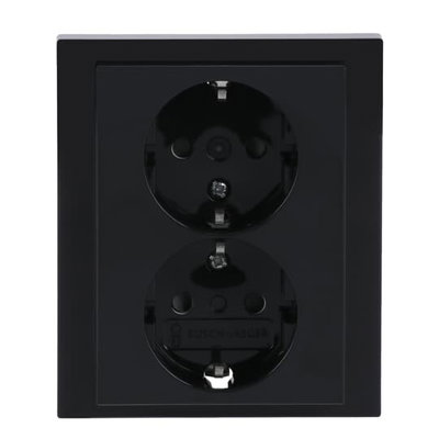 SCHUKO® Doppelsteckdose Komplettabdeckung Safety+ anthrazit - Plattform 63
