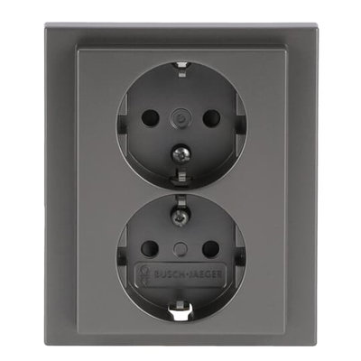 SCHUKO® Doppelsteckdose Komplettabdeckung Safety+ edelstahl - pur edelstahl