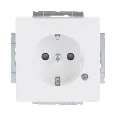 SCHUKO® Steckdosen-Einsatz Safety+ mit LED Kontrolllicht /grün studioweiß -