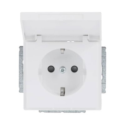 SCHUKO® Steckdosen-Einsatz Safety+ mit Klappdeckel ohne Spreize studioweiß matt