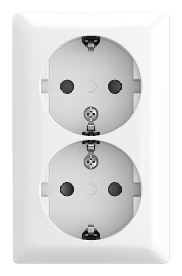 SCHUKO® Doppelsteckdose Safety+ 16 A alpinweiß  - Busch-balance® AP   