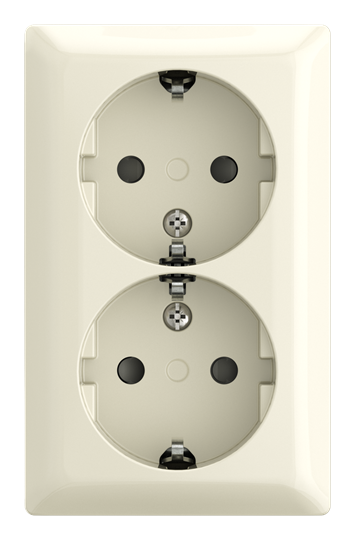 SCHUKO® Doppelsteckdose Safety+ 16 A weiß  - Busch-balance® AP   