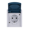 SCHUKO® Steckdose mit Klappdeckel 16 A grau/blaugrün  - ocean®   