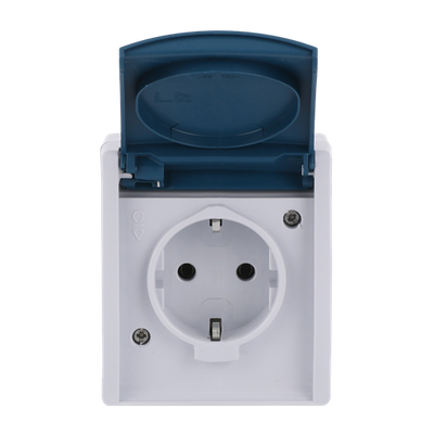 SCHUKO® Steckdose mit Klappdeckel 16 A grau/blaugrün - ocean®