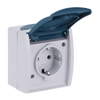 SCHUKO® Steckdose mit Klappdeckel 16 A grau/blaugrün - ocean®