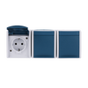 SCHUKO® Dreifachsteckdose mit Klappdeckel 16 A grau/blaugrün  - ocean®   