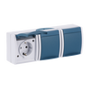 SCHUKO® Dreifachsteckdose mit Klappdeckel 16 A grau/blaugrün - ocean®