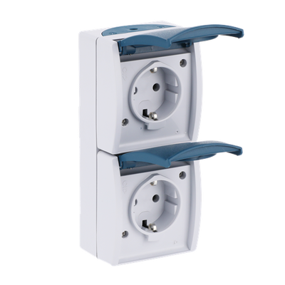 SCHUKO® Doppelsteckdose mit Beschriftungsfeld mit Klappdeckel 16 A