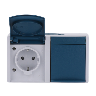 SCHUKO® Doppelsteckdose mit Beschriftungsfeld Safety+ mit Klappdeckel 16 A