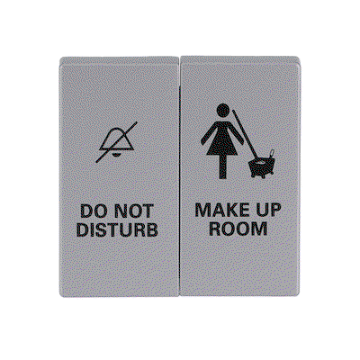 Wippe mit Aufdruck DO NOT DISTURB/MAKE UP ROOM für Taster, 2-fach alusilber -