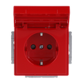 SCHUKO® Steckdosen-Einsatz Safety+ mit Klappdeckel mit Beschriftungsfeld rot -