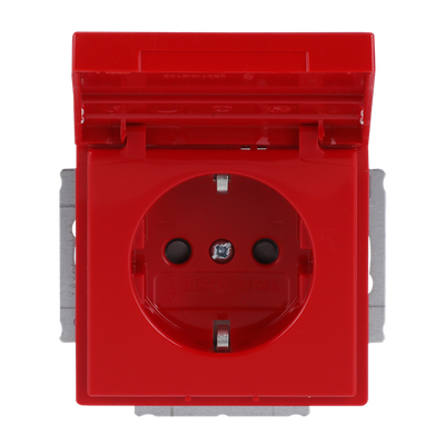 SCHUKO® Steckdosen-Einsatz Safety+ mit Klappdeckel mit Beschriftungsfeld rot -