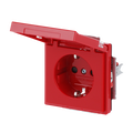 SCHUKO® Steckdosen-Einsatz Safety+ mit Klappdeckel mit Beschriftungsfeld rot -