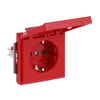 SCHUKO® Steckdosen-Einsatz Safety+ mit Klappdeckel mit Beschriftungsfeld rot -