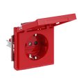 SCHUKO® Steckdosen-Einsatz Safety+ mit Klappdeckel mit Beschriftungsfeld rot -