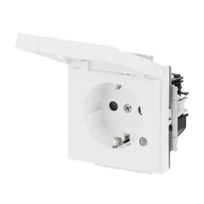 SCHUKO® Steckdosen-Einsatz Safety+ mit LED Kontrolllicht /grün mit Klappdeckel