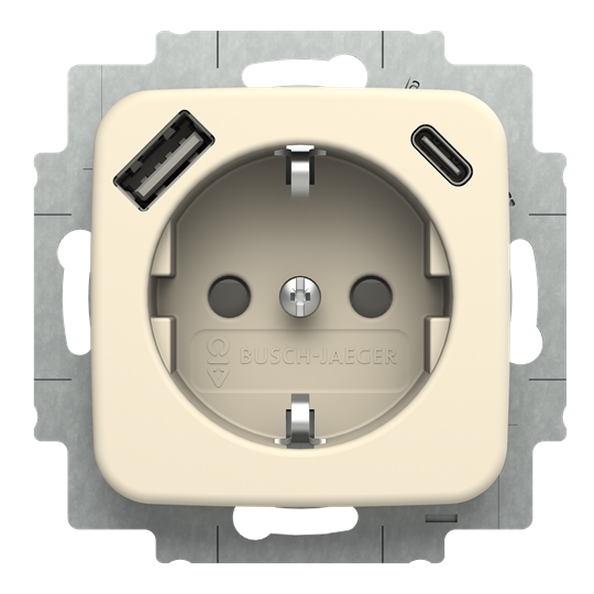 SCHUKO® USB-Steckdosen-Einsatz Safety+ mit USB A/C weiß - Busch-Duro 2000® SI