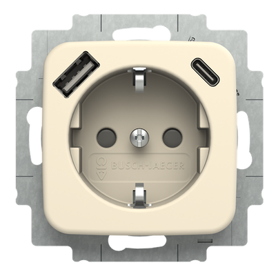 SCHUKO® USB-Steckdosen-Einsatz Safety+ mit USB A/C weiß - Busch-Duro 2000® SI  
