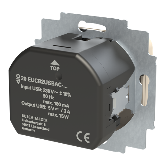 SCHUKO® USB-Steckdosen-Einsatz Safety+ mit USB A/C weiß - Busch-Duro 2000® SI – Bild 2 von 3