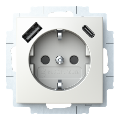 SCHUKO® USB-Steckdosen-Einsatz Safety+ mit USB A/C alpinweiß - Busch-balance® SI