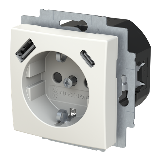 SCHUKO® USB-Steckdosen-Einsatz Safety+ mit USB A/C alpinweiß - Busch-balance® SI – Bild 3 von 3