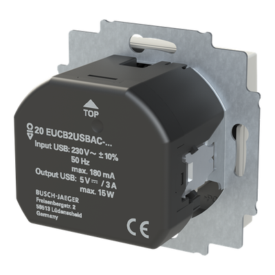 SCHUKO® USB-Steckdosen-Einsatz Safety+ mit USB A/C alpinweiß - Busch-balance® SI