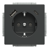 SCHUKO® USB-Steckdosen-Einsatz Safety+ mit USB A/C anthrazit - Plattform 63   