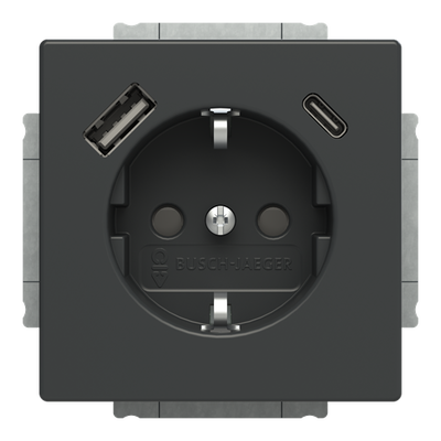 SCHUKO® USB-Steckdosen-Einsatz Safety+ mit USB A/C anthrazit - Plattform 63