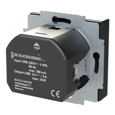 SCHUKO® USB-Steckdosen-Einsatz Safety+ mit USB A/C anthrazit - Plattform 63   