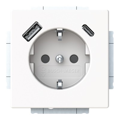 SCHUKO® USB-Steckdosen-Einsatz Safety+ mit USB A/C studioweiß matt - Plattform