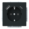 SCHUKO® USB-Steckdosen-Einsatz Safety+ mit USB A/C schwarz matt - Plattform 63 