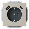 SCHUKO® USB-Steckdosen-Einsatz Safety+ mit USB A/C edelstahl - pur edelstahl   