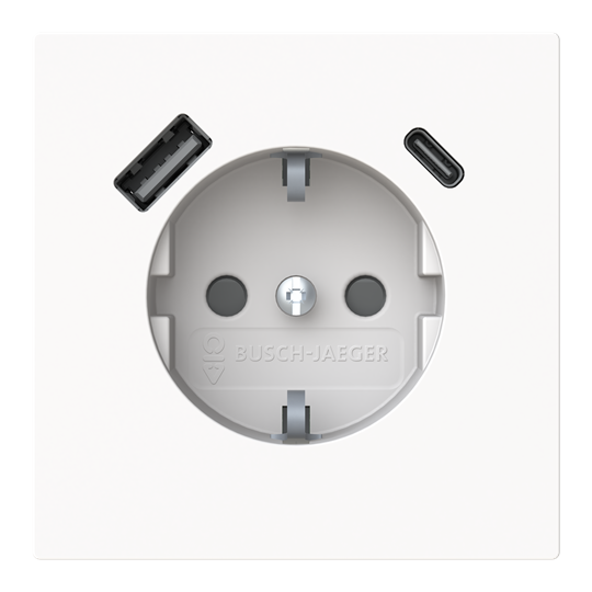 SCHUKO® USB-Steckdosen-Einsatz Safety+ mit USB A/C studioweiß - Busch-art