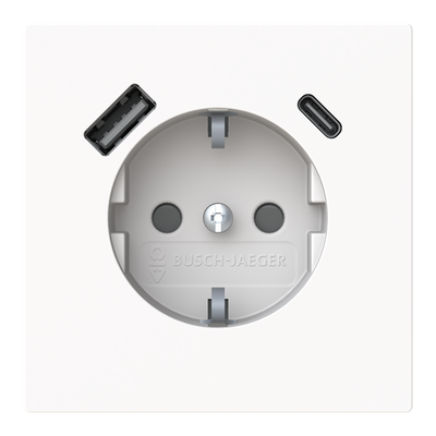 SCHUKO® USB-Steckdosen-Einsatz Safety+ mit USB A/C studioweiß - Busch-art