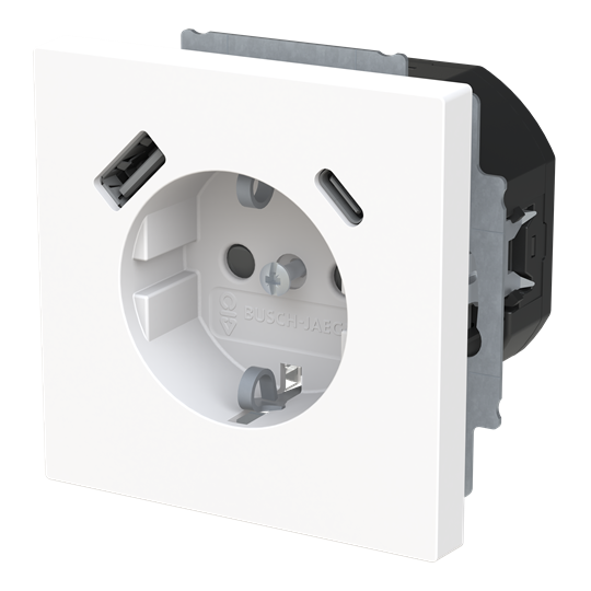 SCHUKO® USB-Steckdosen-Einsatz Safety+ mit USB A/C studioweiß - Busch-art – Bild 3 von 3