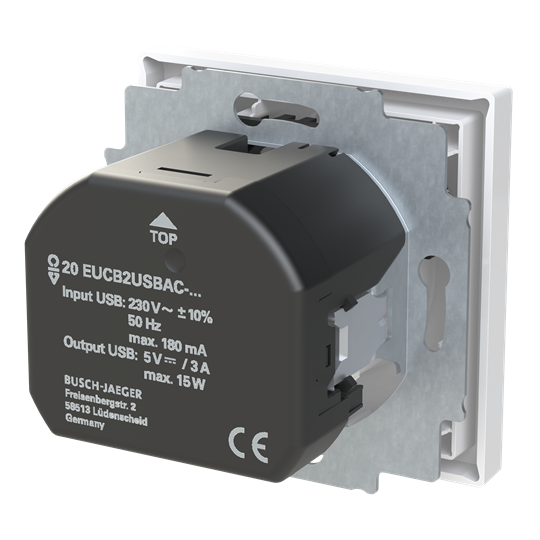 SCHUKO® USB-Steckdosen-Einsatz Safety+ mit USB A/C studioweiß - Busch-art – Bild 2 von 3