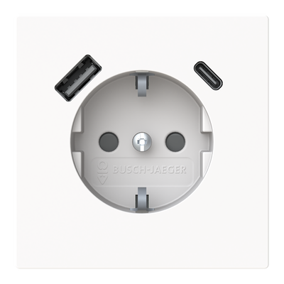SCHUKO® USB-Steckdosen-Einsatz Safety+ mit USB A/C studioweiß matt - Busch-art
