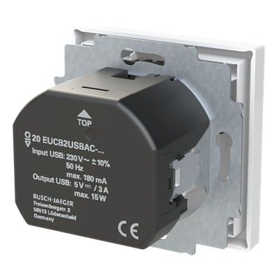 SCHUKO® USB-Steckdosen-Einsatz Safety+ mit USB A/C studioweiß matt - Busch-art