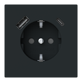 SCHUKO® USB-Steckdosen-Einsatz Safety+ mit USB A/C schwarz matt - Busch-art