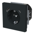 SCHUKO® USB-Steckdosen-Einsatz Safety+ mit USB A/C schwarz matt - Busch-art