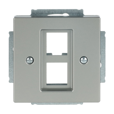Zentralscheibe mit Tragring Modular-Jack-Einsatz, Keystone 2-fach edelstahl -