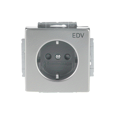 SCHUKO® Steckdosen-Einsatz mit Aufdruck EDV Safety+ edelstahl - pur edelstahl