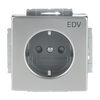 SCHUKO® Steckdosen-Einsatz mit Aufdruck EDV Safety+ edelstahl - pur edelstahl