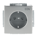 SCHUKO® Steckdosen-Einsatz mit Aufdruck EDV Safety+ edelstahl - pur edelstahl
