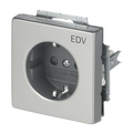 SCHUKO® Steckdosen-Einsatz mit Aufdruck EDV Safety+ edelstahl - pur edelstahl
