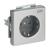 SCHUKO® Steckdosen-Einsatz mit Aufdruck EDV Safety+ edelstahl - pur edelstahl