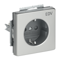 SCHUKO® Steckdosen-Einsatz mit Aufdruck EDV Safety+ edelstahl - pur edelstahl