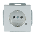 SCHUKO® Steckdosen-Einsatz Safety+ mit LED Kontrolllicht /grün alusilber -